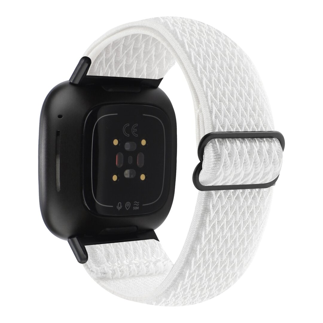 Fitbit Versa 3/4 &amp; Sense 1/2 Nylon loop bandje - Wit