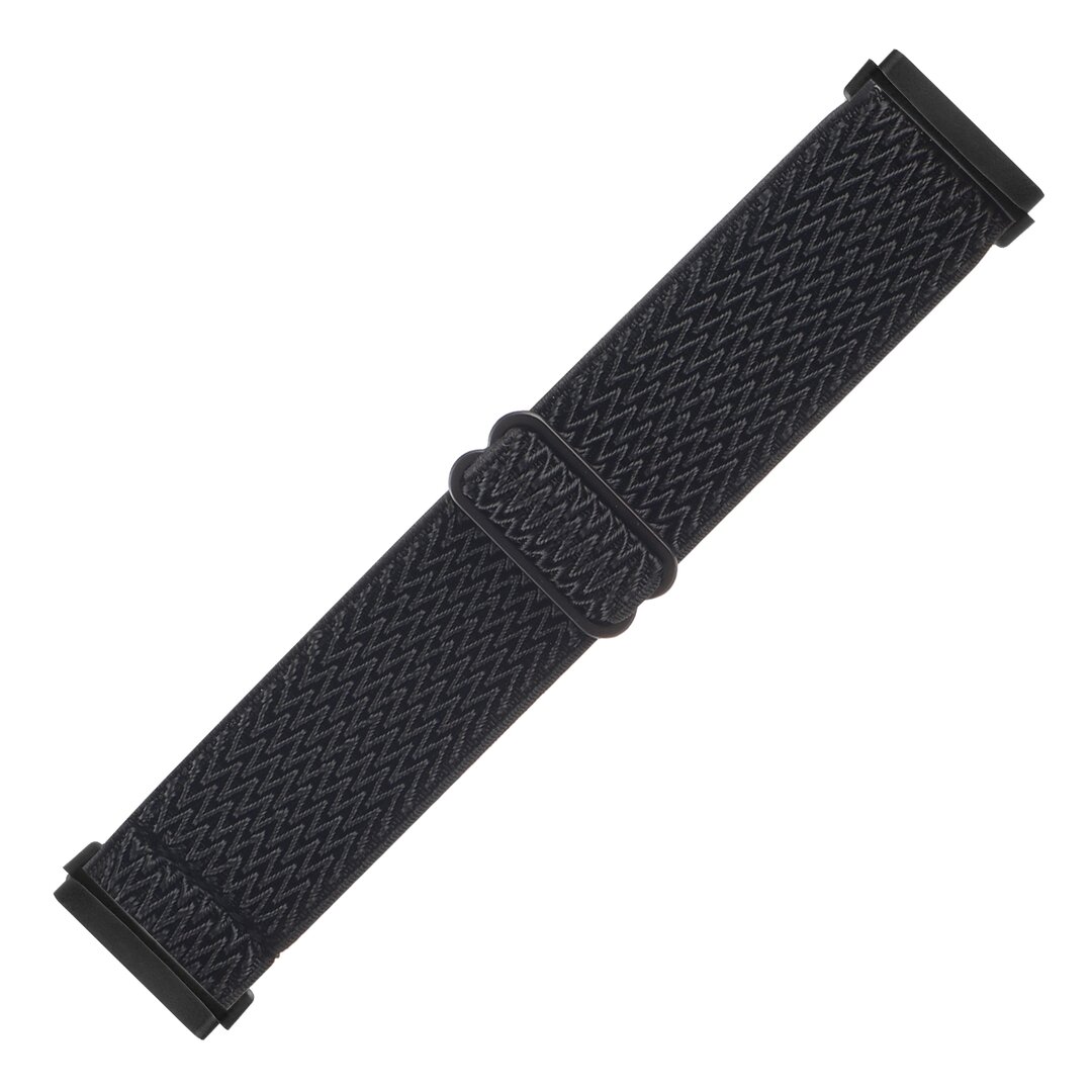Fitbit Versa 3/4 &amp; Sense 1/2 Nylon loop bandje - Zwart