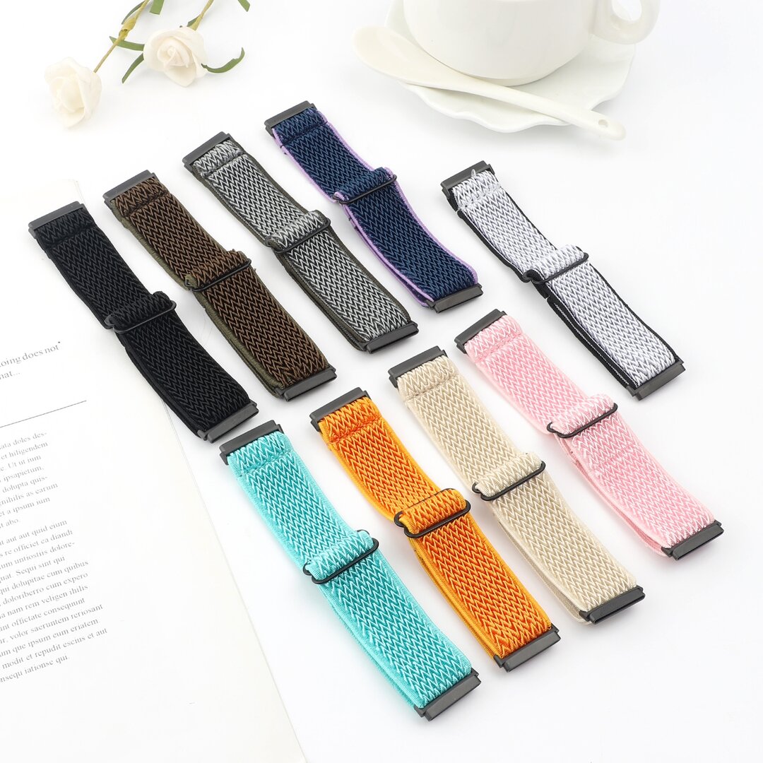 Fitbit Versa 3/4 &amp; Sense 1/2 Nylon loop bandje - Zwart