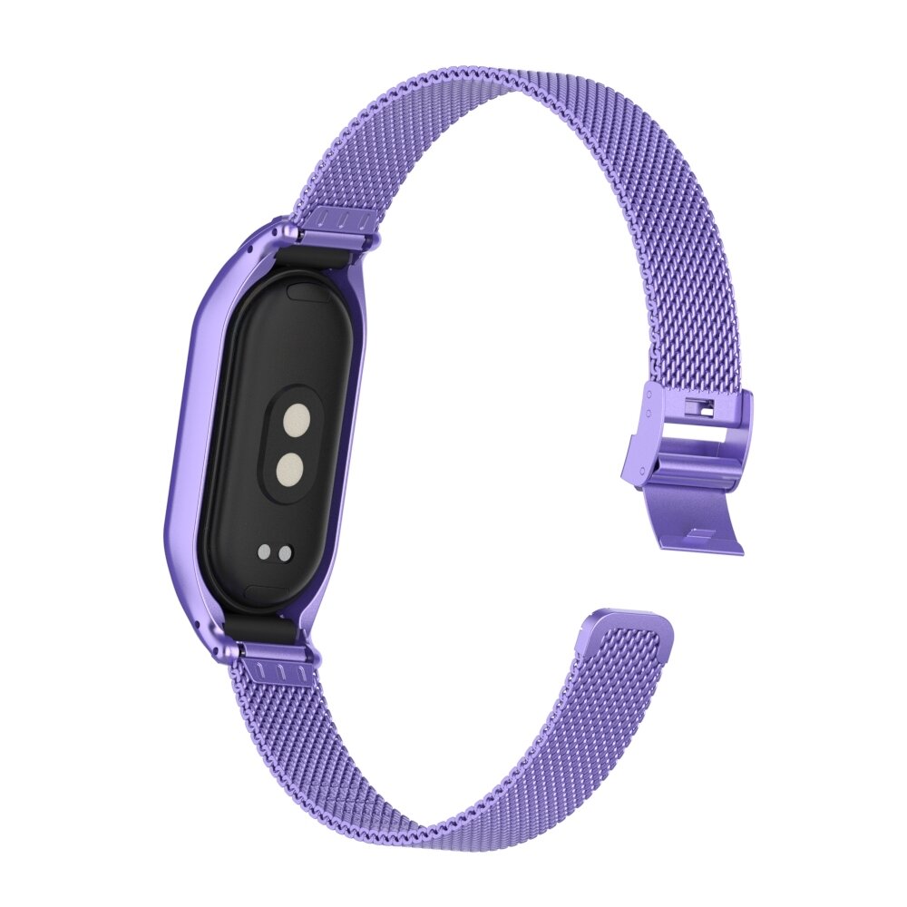 Milanese bandje met case - Lila - Xiaomi Smart Band 8 / 9 / 10