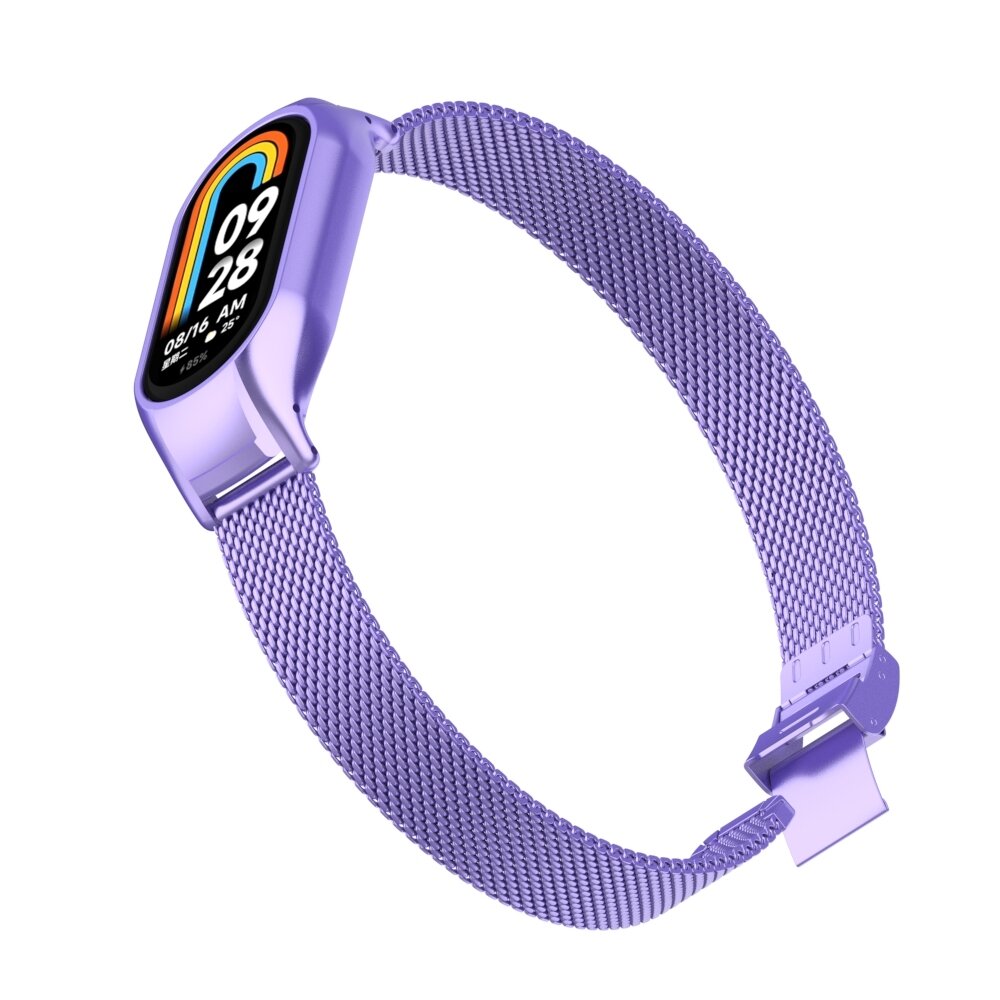 Milanese bandje met case - Lila - Xiaomi Smart Band 8 / 9 / 10