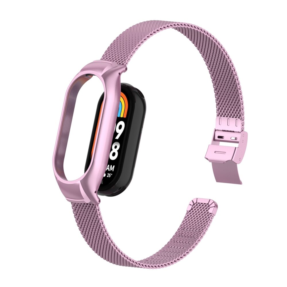 Milanese bandje met case - Roze - Xiaomi Smart Band 8 / 9 / 10