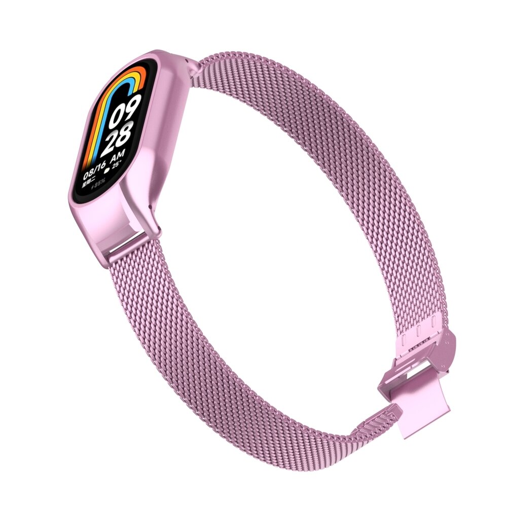 Milanese bandje met case - Roze - Xiaomi Smart Band 8 / 9 / 10