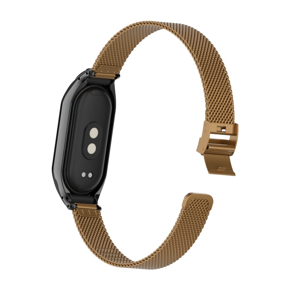Milanese bandje met case - Bruin - Xiaomi Smart Band 8 / 9 / 10