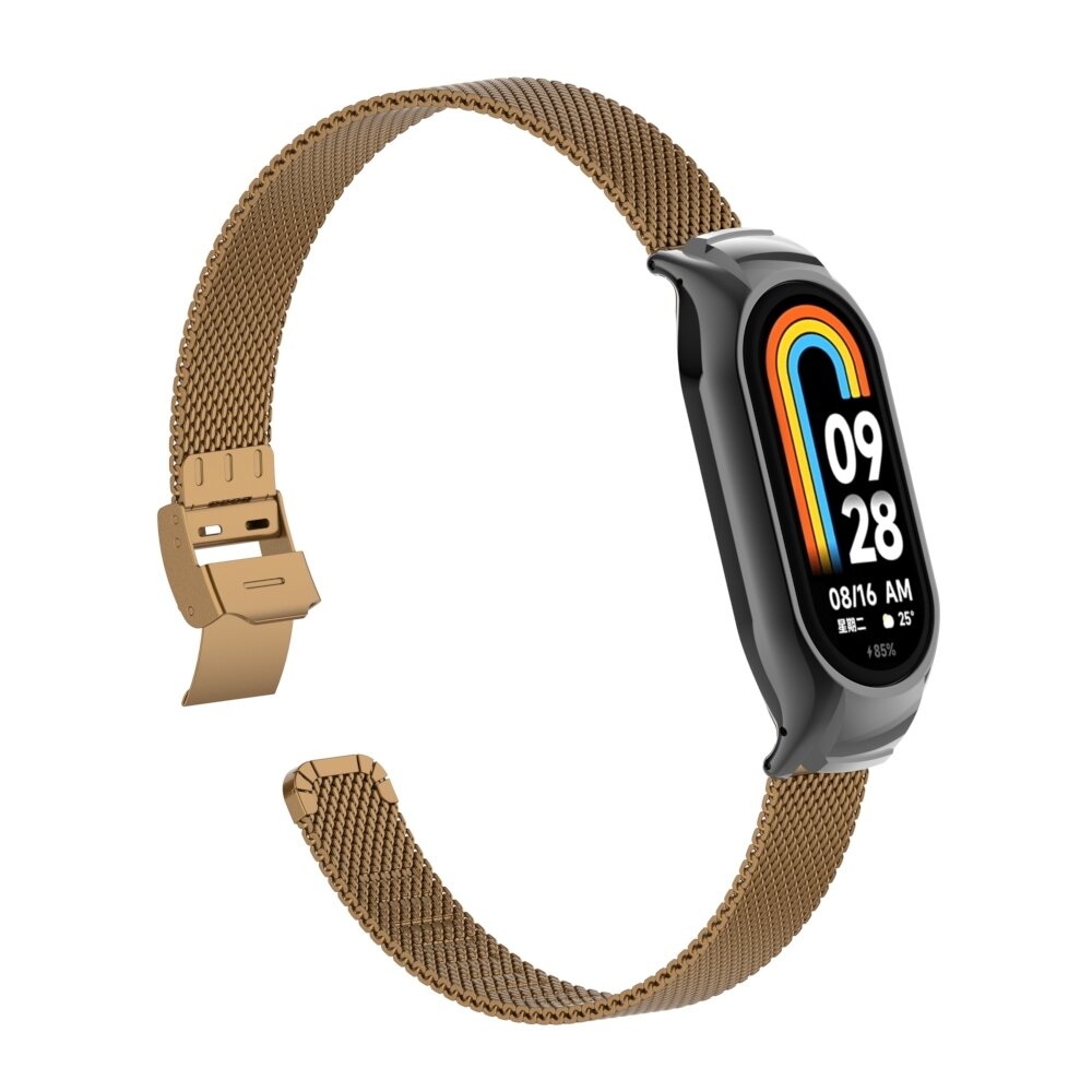 Milanese bandje met case - Bruin - Xiaomi Smart Band 8 / 9 / 10