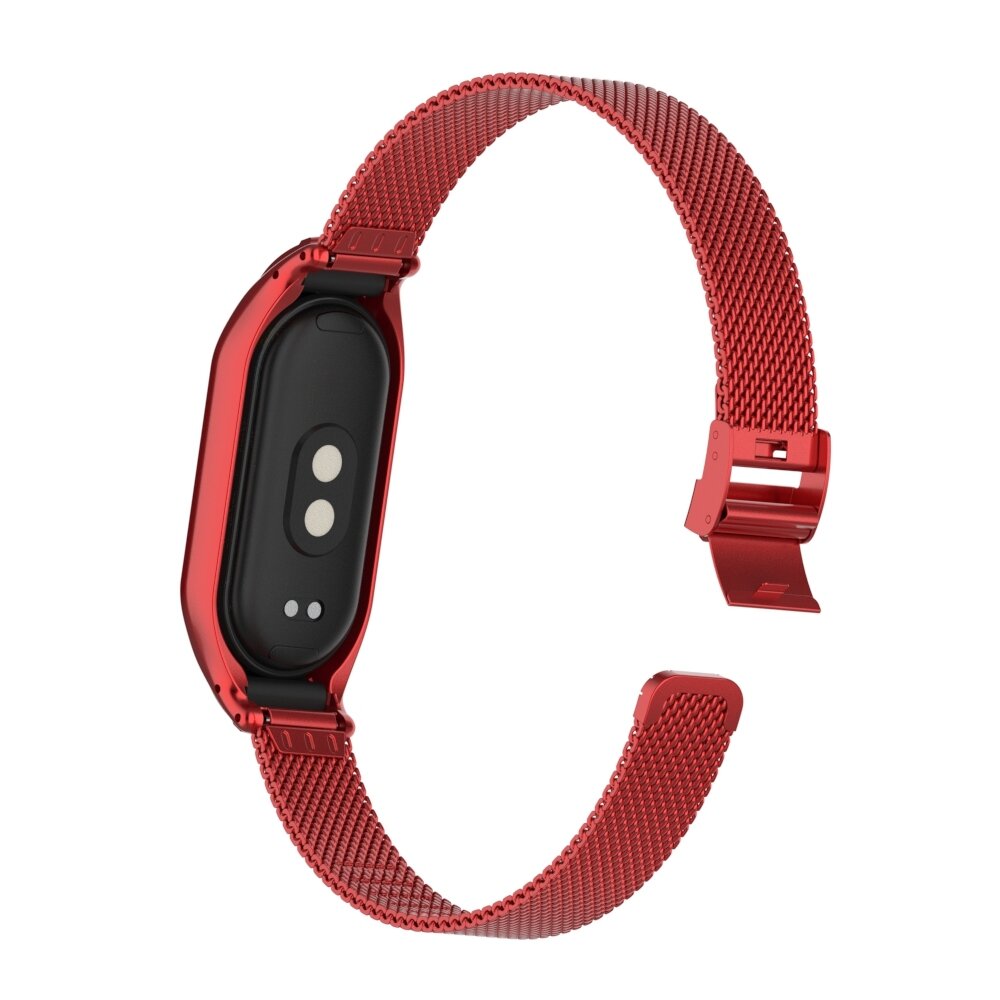 Milanese bandje met case - Rood - Xiaomi Smart Band 8 / 9 / 10