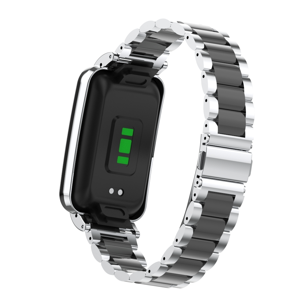Metalen schakelband met case - Zilver met zwart - Xiaomi Smart band 7 Pro