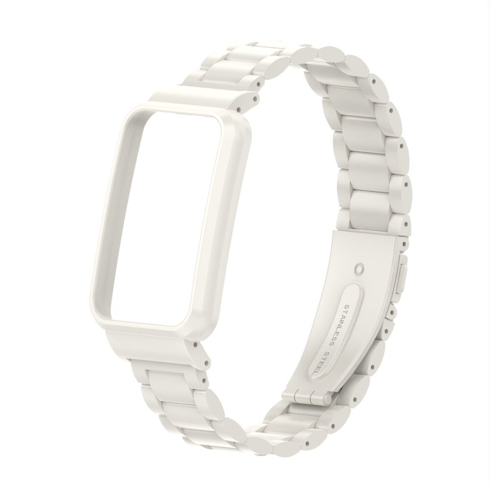 Metalen schakelband met case - Wit - Xiaomi Smart band 7 Pro