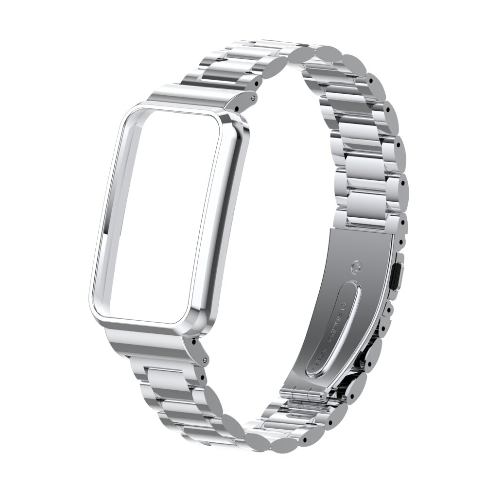 Metalen schakelband met case - Zilver - Xiaomi Smart band 7 Pro