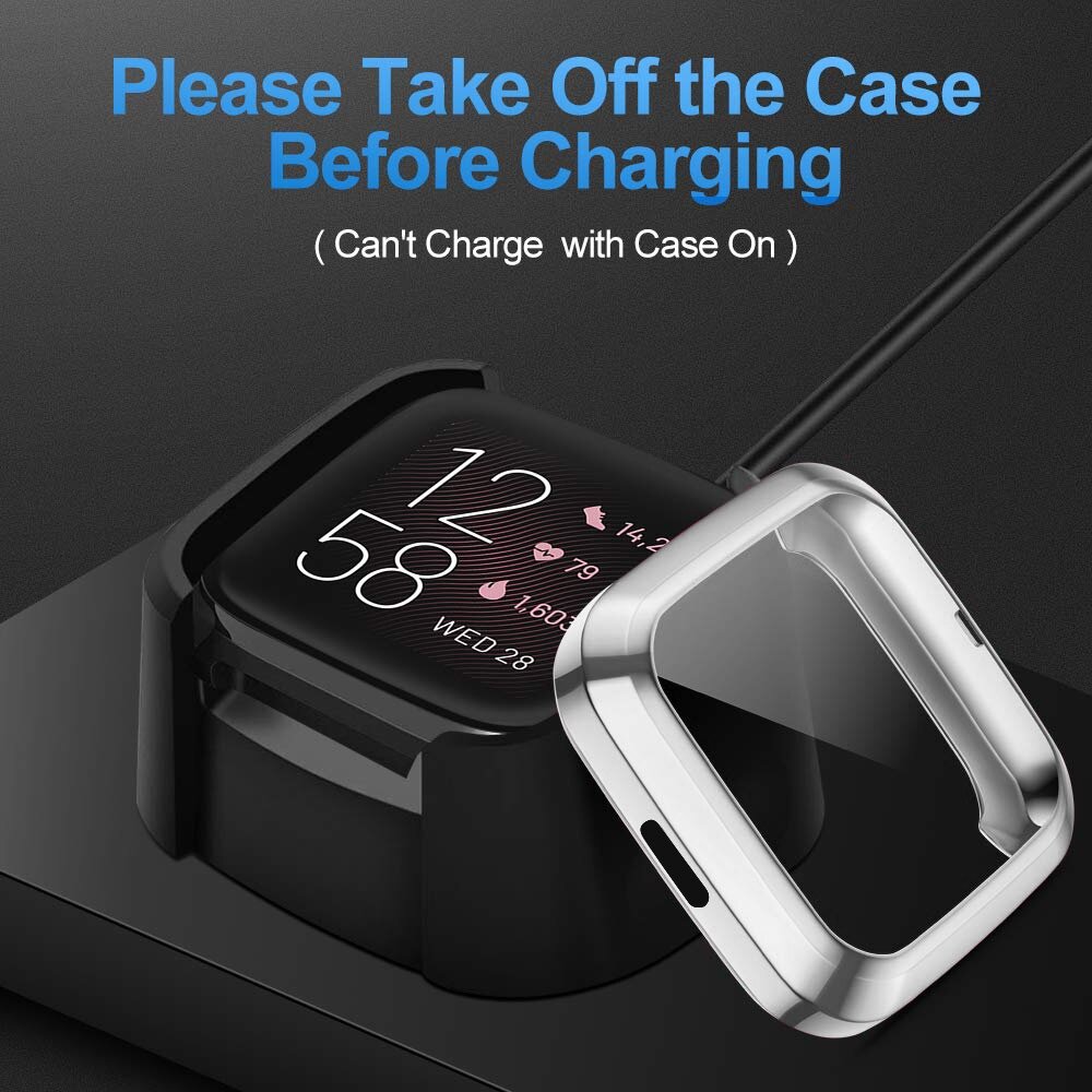 Fitbit Versa 2 Soft TPU case (volledig beschermd) - Zilver