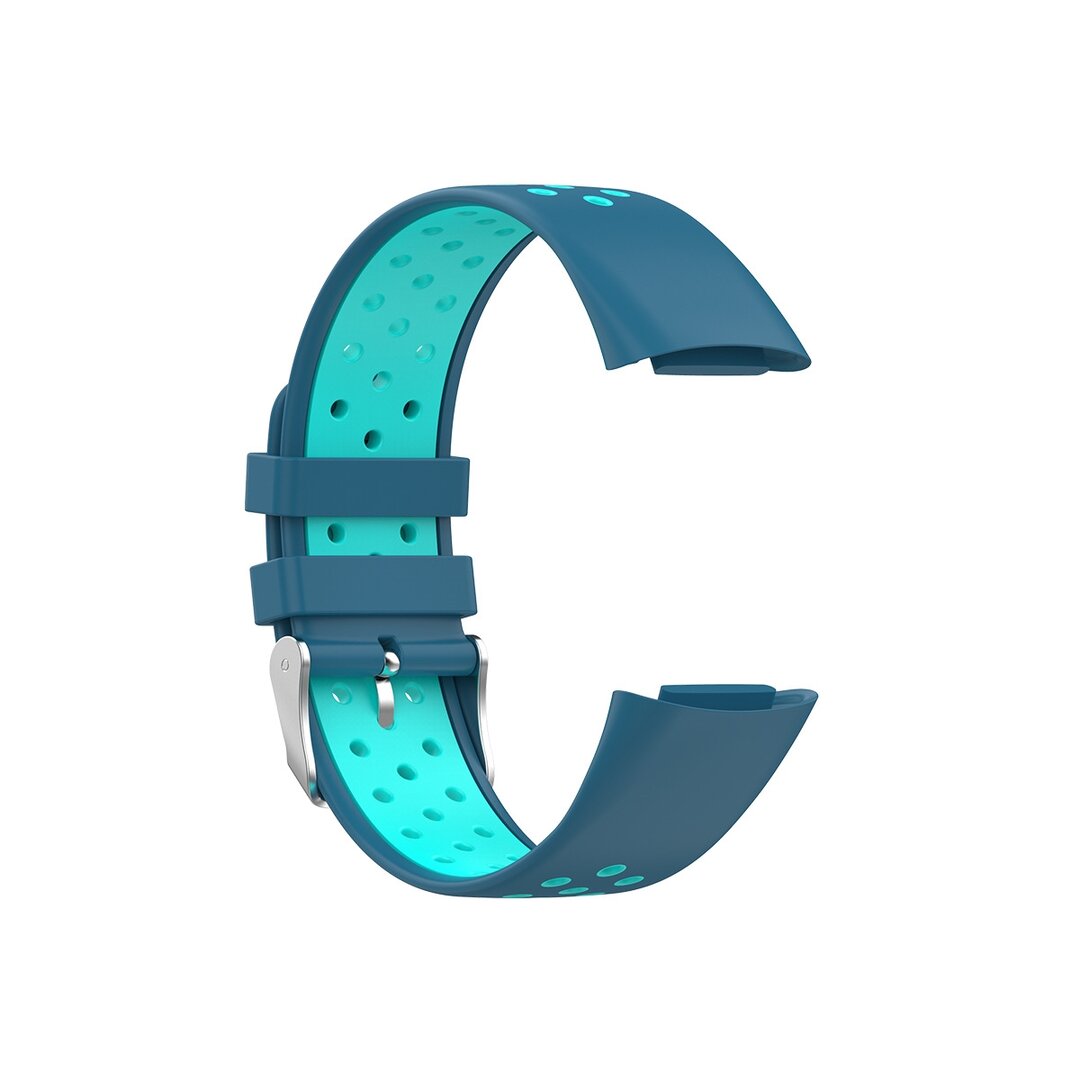 FitBit Charge 5 &amp; 6 Sportbandje met gesp - Blauw / turquoise - Tweekleurig - Maat: L
