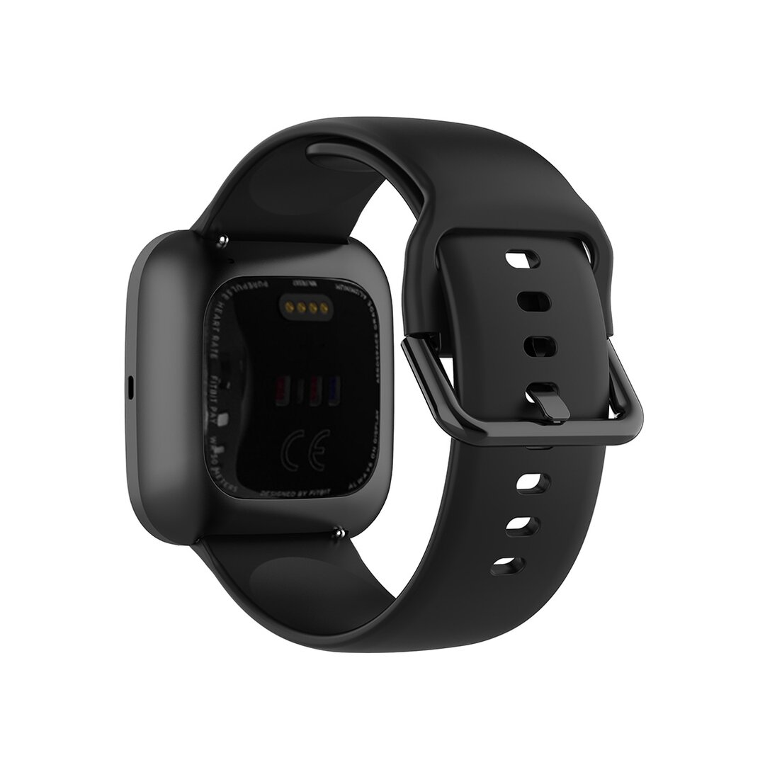 Fitbit Versa 1 / 2 &amp; Lite siliconen sportbandje met gespsluiting - Zwart - Maat: Small
