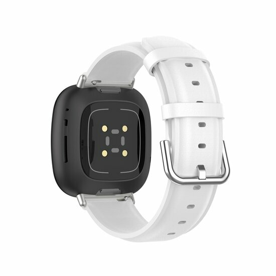 Fitbit Versa 3/4 &amp; Sense 1/2 leren bandje - Wit
