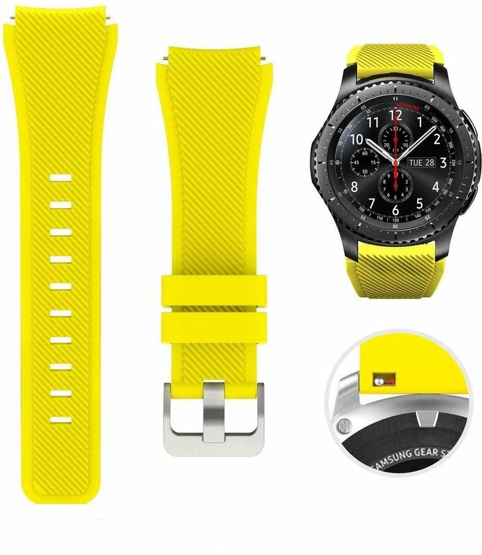 Siliconen sportbandje - Geel - Geschikt voor Samsung Galaxy Watch 3 (45mm) - Galaxy Watch 46mm - Samsung Gear S3 Classic &amp; Frontier