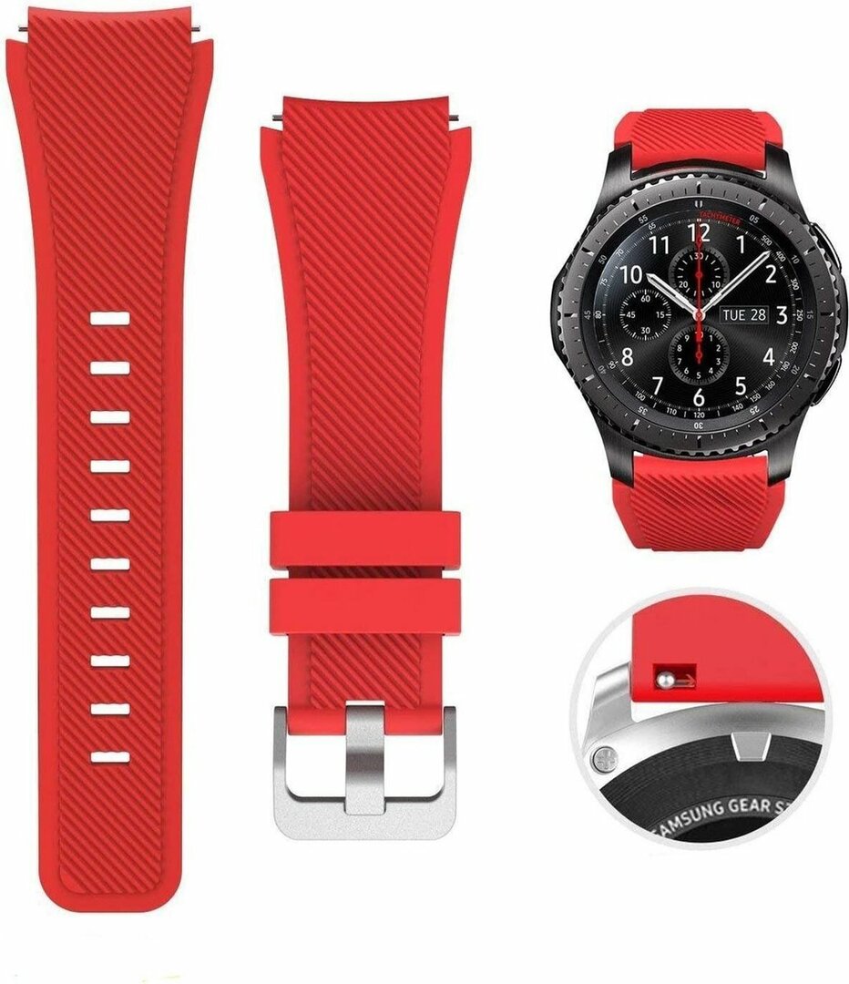Siliconen sportbandje - Rood - Geschikt voor Samsung Galaxy Watch 3 (45mm) - Galaxy Watch 46mm - Samsung Gear S3 Classic &amp; Frontier