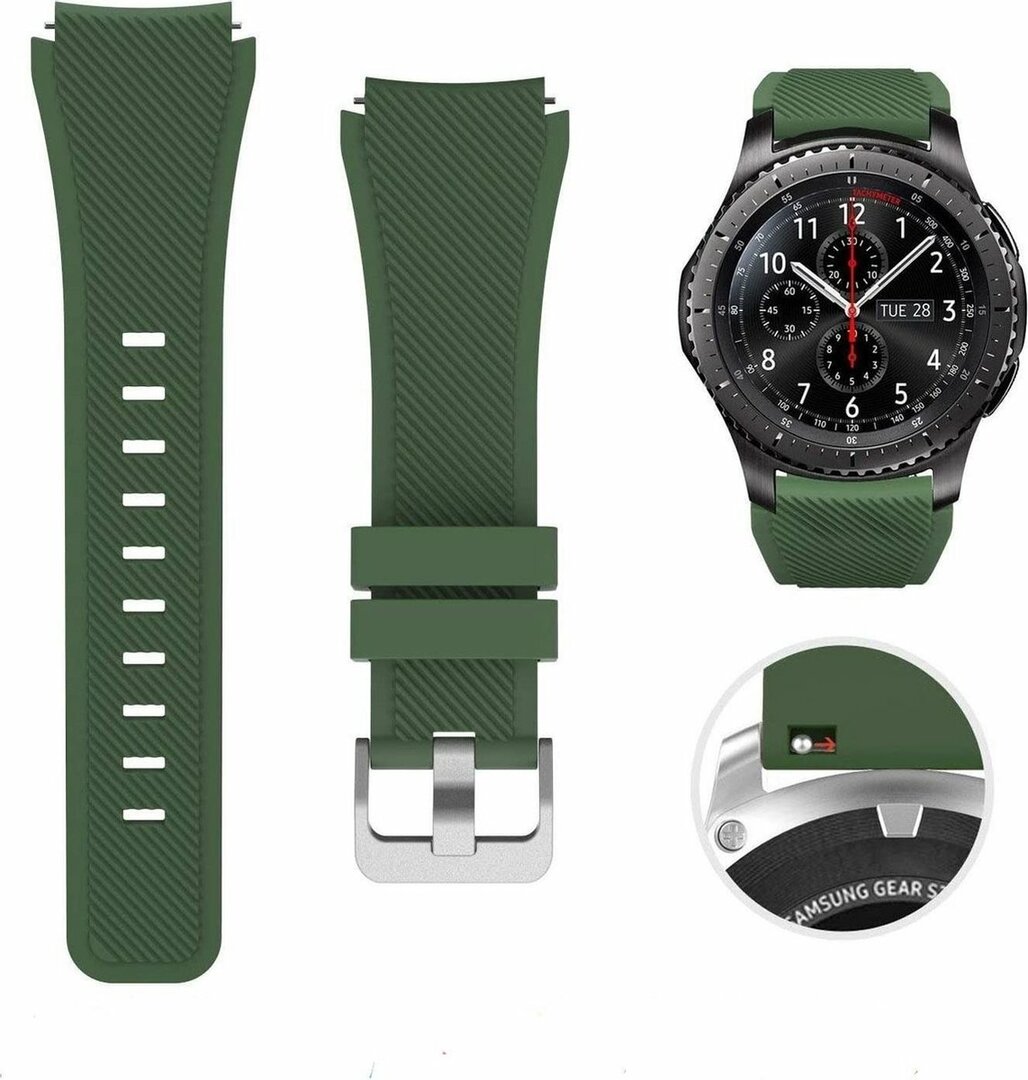 Siliconen sportbandje - Donkergroen - Geschikt voor Samsung Galaxy Watch 3 (45mm) - Galaxy Watch 46mm - Samsung Gear S3 Classic &amp; Frontier