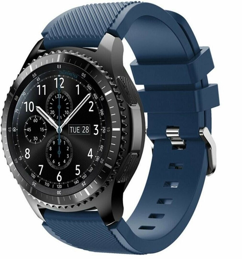 Siliconen sportbandje - Donkerblauw - Geschikt voor Samsung Galaxy Watch 3 (45mm) - Galaxy Watch 46mm - Samsung Gear S3 Classic &amp; Frontier