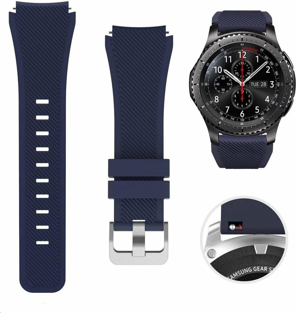 Siliconen sportbandje - Donkerblauw - Geschikt voor Samsung Galaxy Watch 3 (45mm) - Galaxy Watch 46mm - Samsung Gear S3 Classic &amp; Frontier