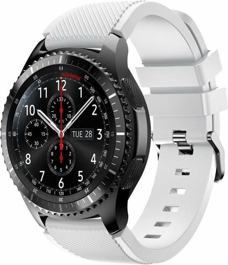Siliconen sportbandje - Wit - Geschikt voor Samsung Galaxy Watch 3 (45mm) - Galaxy Watch 46mm - Samsung Gear S3 Classic &amp; Frontier