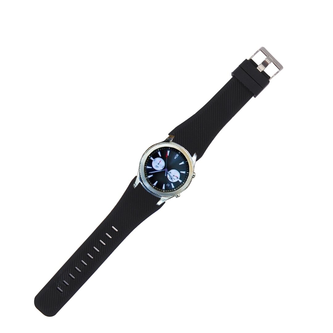 Siliconen sportbandje - Zwart - Geschikt voor Samsung Galaxy Watch 3 (45mm) - Galaxy Watch 46mm - Samsung Gear S3 Classic &amp; Frontier