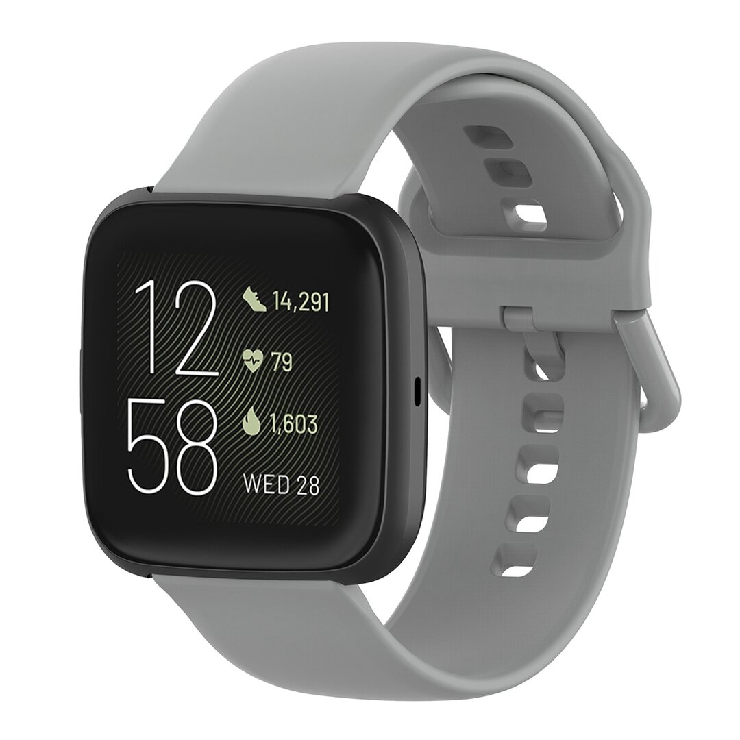 Fitbit Versa 1 / 2 &amp; Lite siliconen sportbandje met gespsluiting - Grijs - Maat: Small
