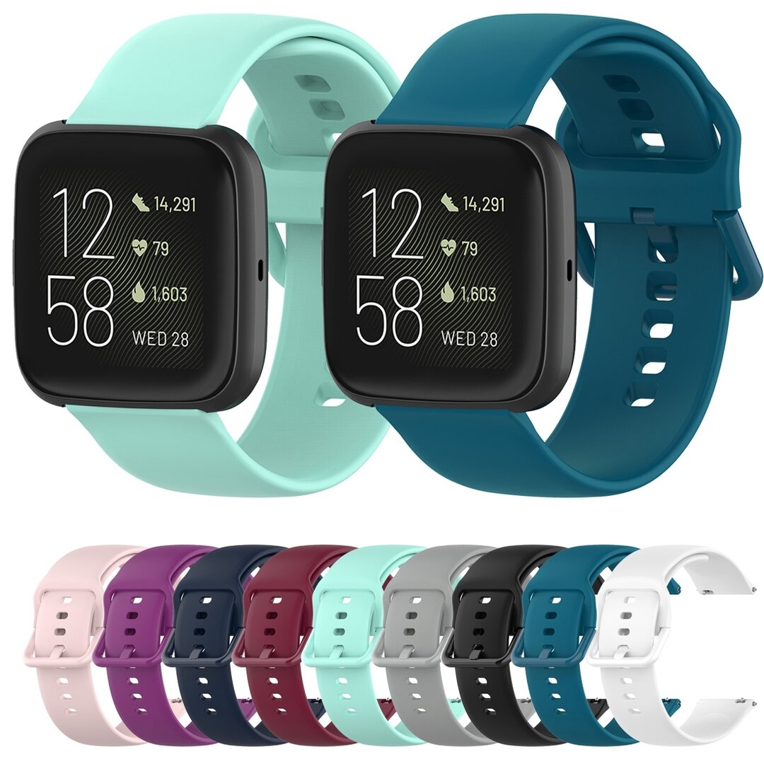Fitbit Versa 1 / 2 &amp; Lite siliconen sportbandje met gespsluiting - Grijs - Maat: Small