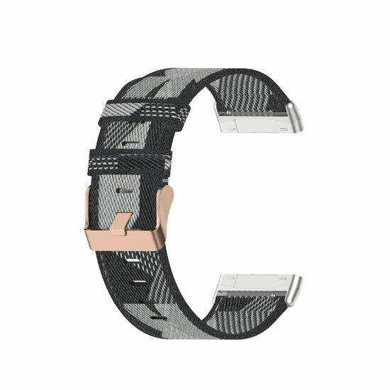 Fitbit Versa 3/4 &amp; Sense 1/2 Canvas nylon bandje - Grijs