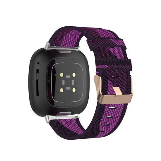 Fitbit Versa 3/4 &amp; Sense 1/2 Canvas nylon bandje - Paars