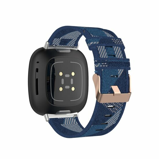 Fitbit Versa 3/4 &amp; Sense 1/2 Canvas nylon bandje - Blauw