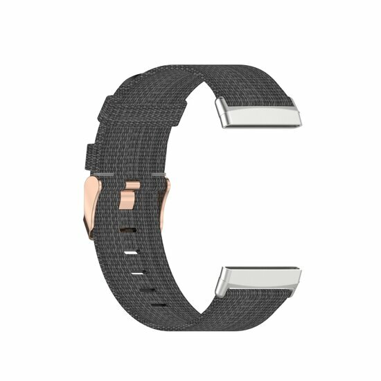 Fitbit Versa 3/4 &amp; Sense 1/2 Canvas nylon bandje - Donkergrijs