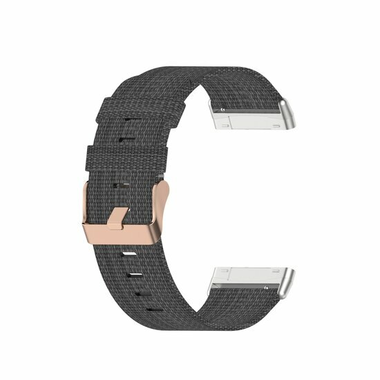 Fitbit Versa 3/4 &amp; Sense 1/2 Canvas nylon bandje - Donkergrijs