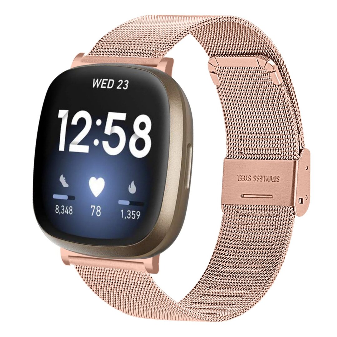 Fitbit Versa 3/4 &amp; Sense 1/2 - Milanese bandje met klemsluiting - Champagne goud