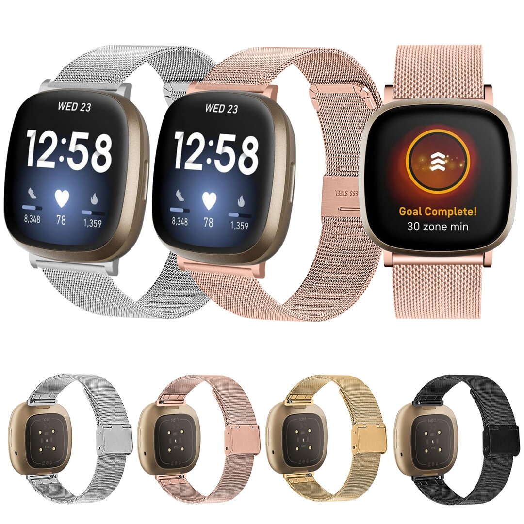 Fitbit Versa 3/4 &amp; Sense 1/2 - Milanese bandje met klemsluiting - Goud