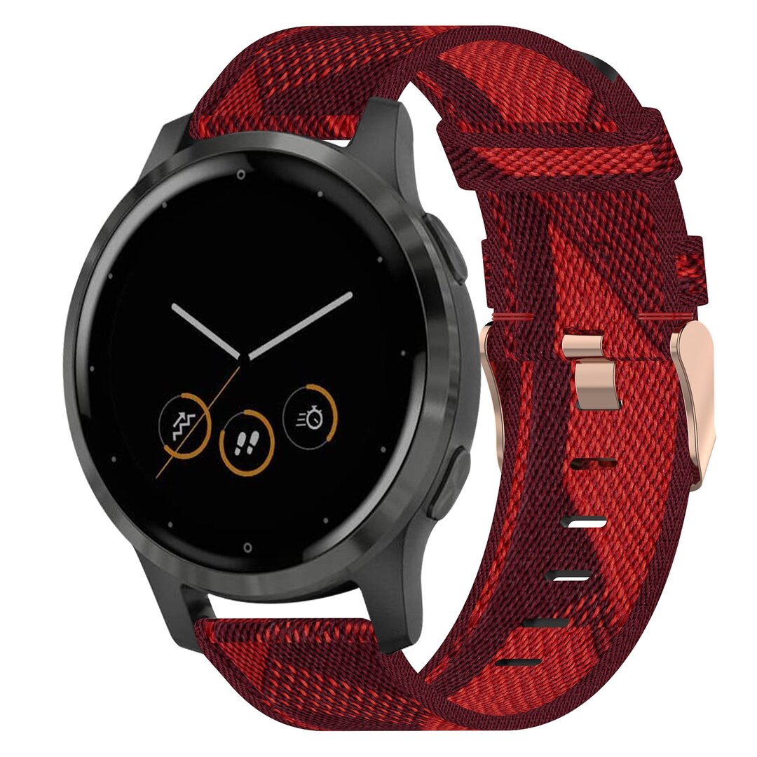 Garmin Venu 3s / Vivoactive 4s / Venu 2s / Vivomove 3s / Forerunner 255s - Canvas nylon bandje - Rood