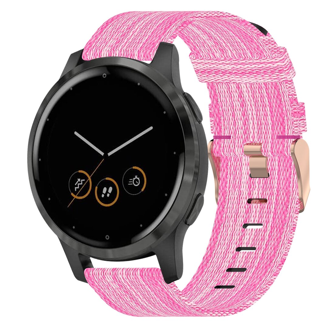 Garmin Venu 3s / Vivoactive 4s / Venu 2s / Vivomove 3s / Forerunner 255s - Canvas nylon bandje - Roze