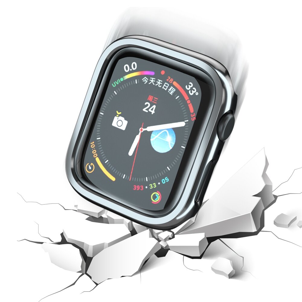 Hard case 41mm (open front) - Zwart (glans) - Geschikt voor Apple Watch 41mm