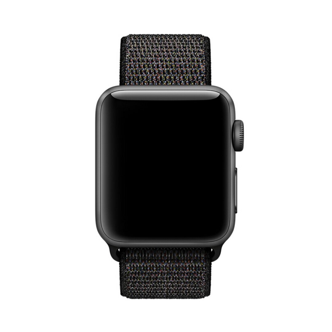Sport Loop nylon bandje - Zwart / Oranje - Geschikt voor Apple Watch 38mm / 40mm / 41mm / 42mm