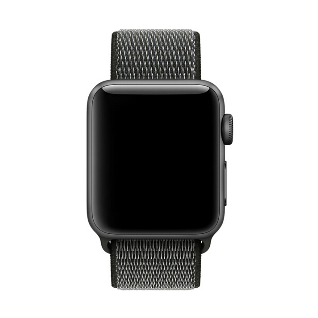 Sport Loop nylon bandje - Grijs met donkergroen - Geschikt voor Apple Watch 44mm / 45mm&nbsp;/ 46mm / 49mm