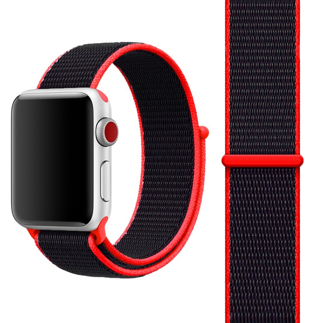 Sport Loop nylon bandje - Magenta / zwart - Geschikt voor Apple Watch 44mm / 45mm&nbsp;/ 46mm / 49mm