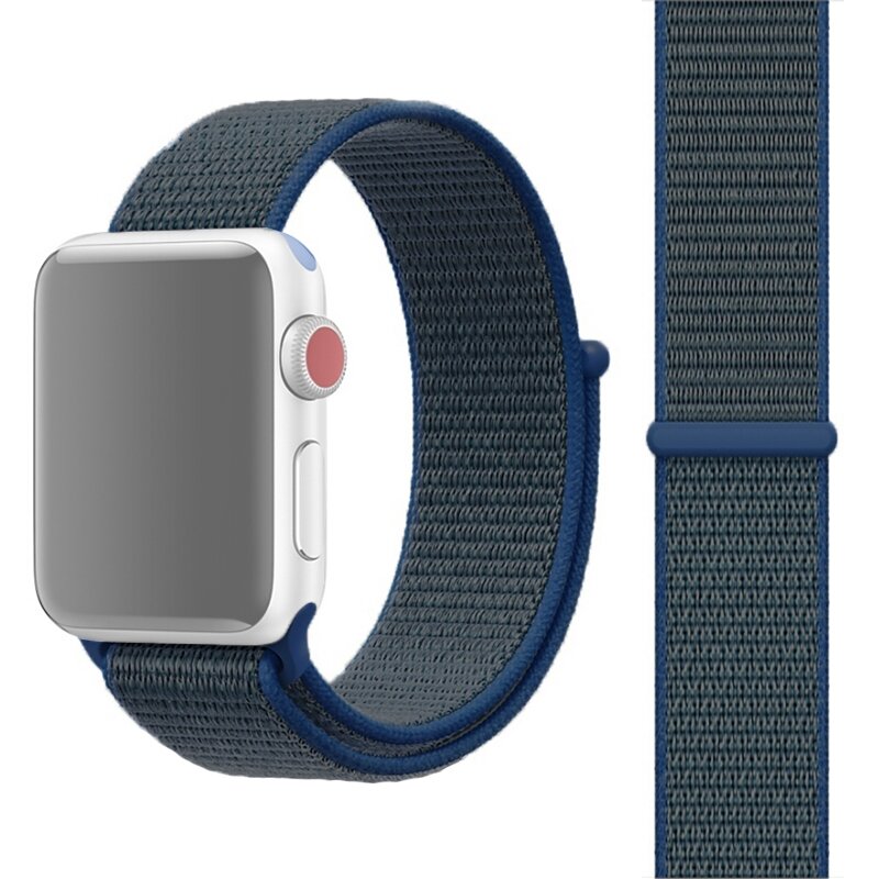 Sport Loop nylon bandje - Donkerblauw - Geschikt voor Apple Watch 44mm / 45mm&nbsp;/ 46mm / 49mm