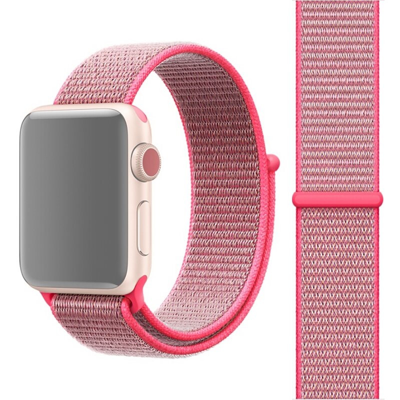Sport Loop nylon bandje - Roze - Geschikt voor Apple Watch 44mm / 45mm&nbsp;/ 46mm / 49mm