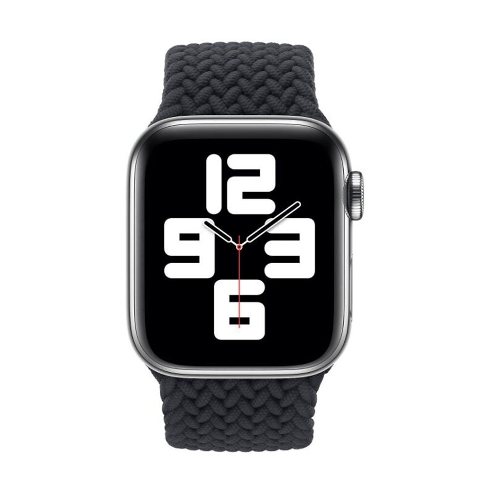 Braided Solo Loop nylon bandje - Maat: M - Zwart - Geschikt voor Apple Watch 38mm / 40mm / 41mm / 42mm