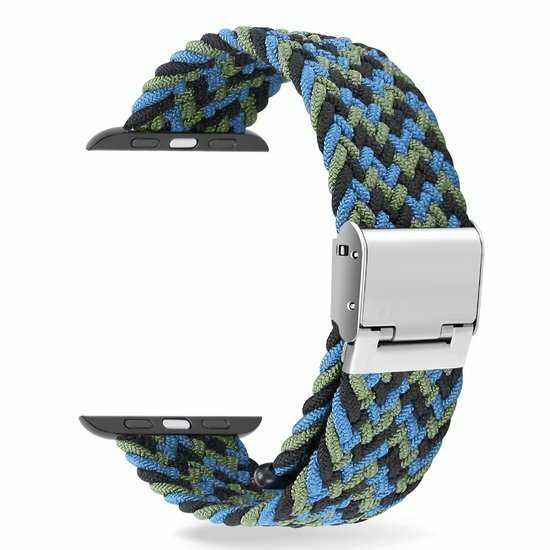 Braided nylon bandje - Multicolor Dark - Geschikt voor Apple Watch 38mm / 40mm / 41mm / 42mm