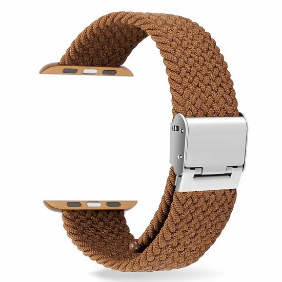 Braided nylon bandje - Bruin - Geschikt voor Apple Watch 44mm / 45mm&nbsp;/ 46mm / 49mm