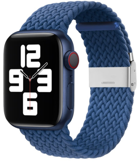 Braided nylon bandje - Blauw - Geschikt voor Apple Watch 44mm / 45mm&nbsp;/ 46mm / 49mm