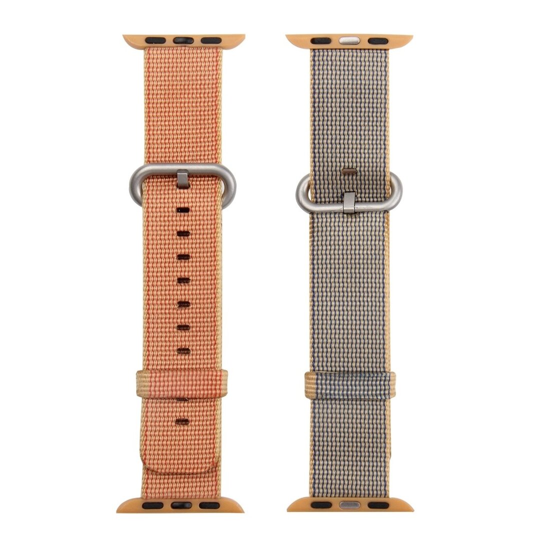 Nylon bandje - Licht bruin / Rood - Geschikt voor Apple Watch 44mm / 45mm&nbsp;/ 46mm / 49mm
