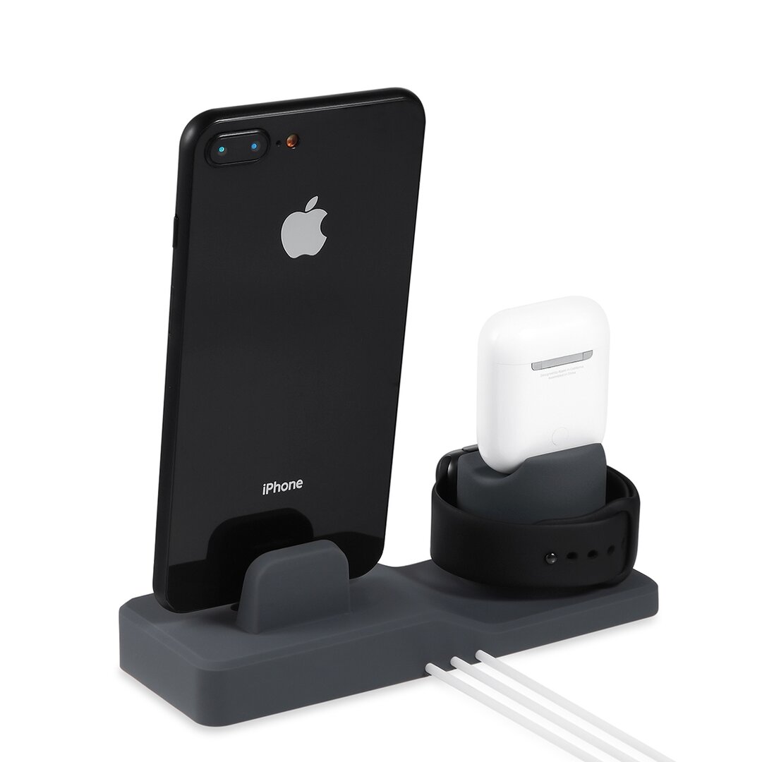 3 in 1 houder geschikt voor Apple Watch &amp; Airpods &amp; iPhone - Wit