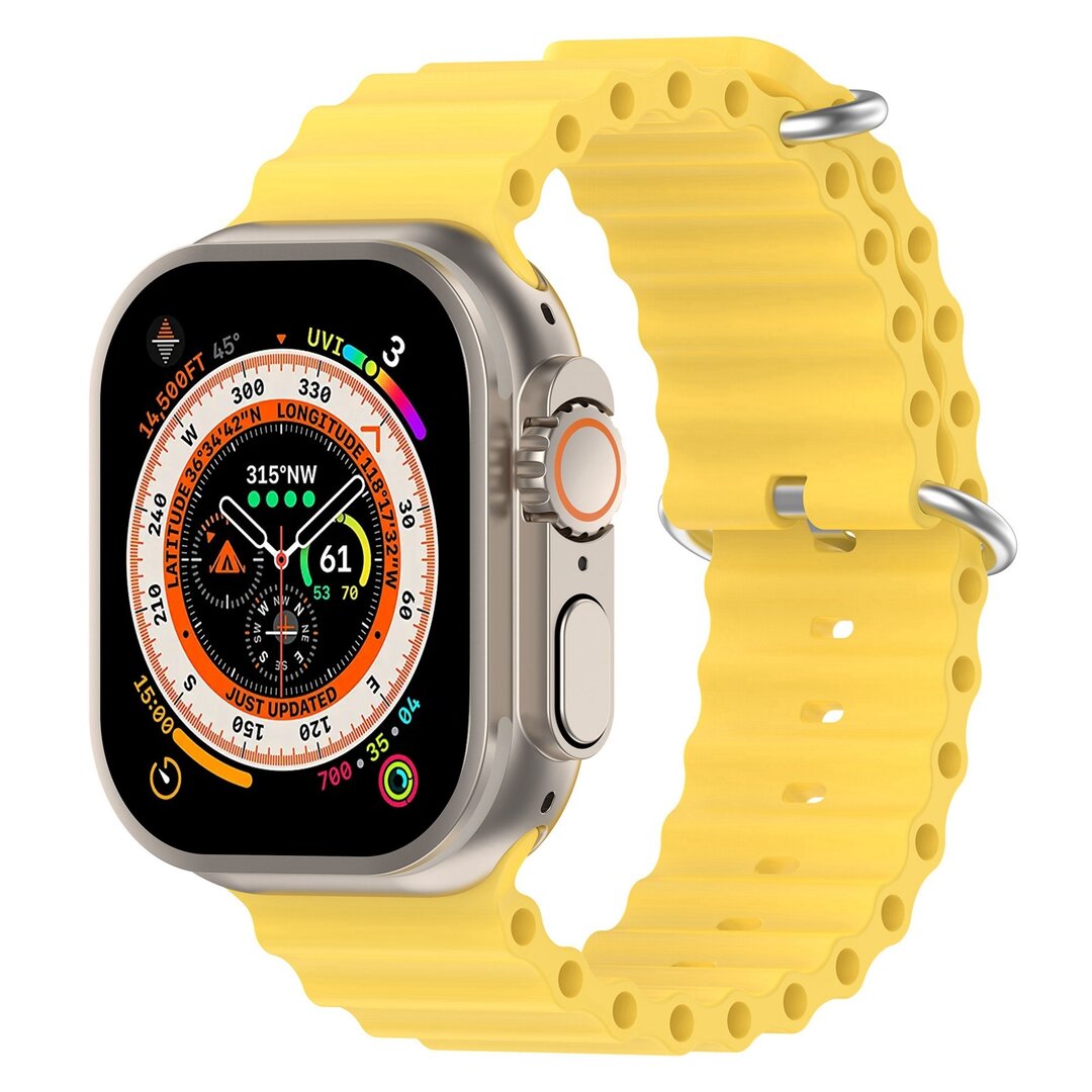 Ocean bandje - Geel - Geschikt voor Apple Watch 44mm / 45mm&nbsp;/ 46mm / 49mm
