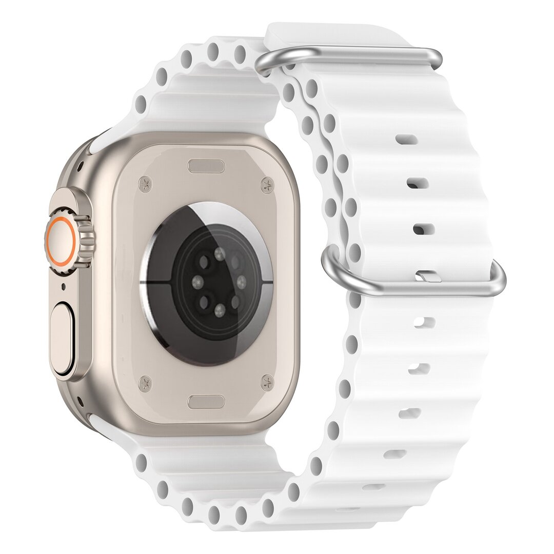 Ocean bandje - Wit - Geschikt voor Apple Watch 44mm / 45mm&nbsp;/ 46mm / 49mm