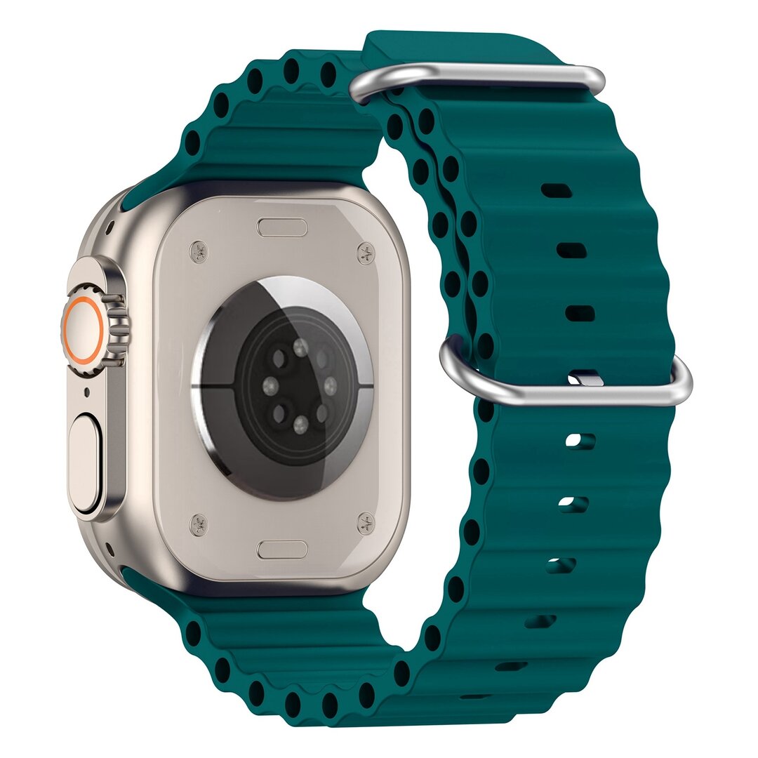 Ocean bandje - Donkergroen - Geschikt voor Apple Watch 44mm / 45mm&nbsp;/ 46mm / 49mm